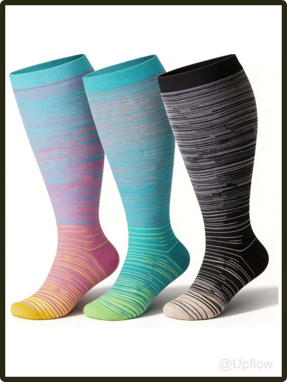 Women's Wide Calf Knee High Compression Socks 3 Pack 20-30 mmHg Support